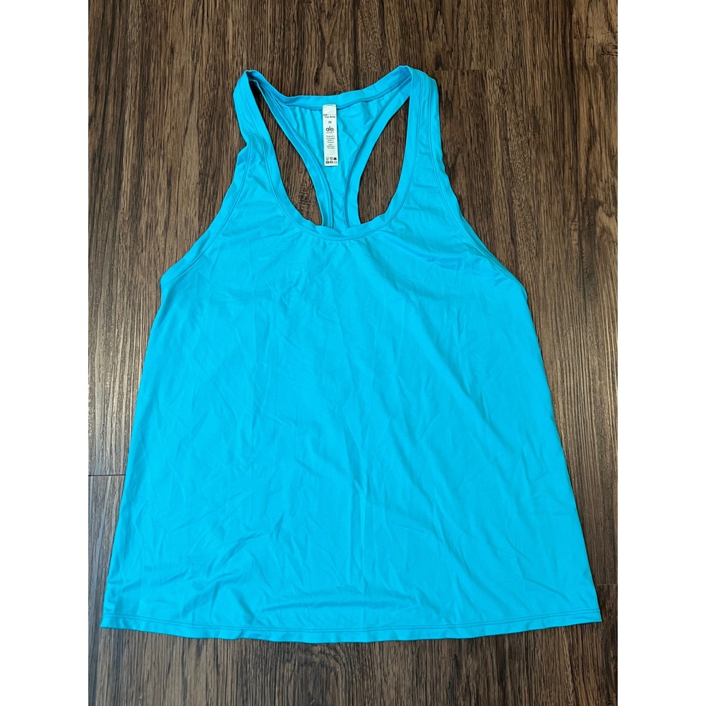 Alo Yoga Womens Racerback Tank Top Turquoise Blue Size Medium Activewear Yoga